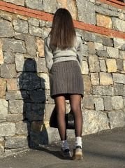 Antrasit Çizgili Mini Etek