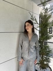 Bağcıklı Bluz Pantolon Takım