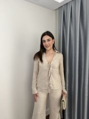 Bağcıklı Bluz Pantolon Takım