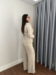Bağcıklı Bluz Pantolon Takım