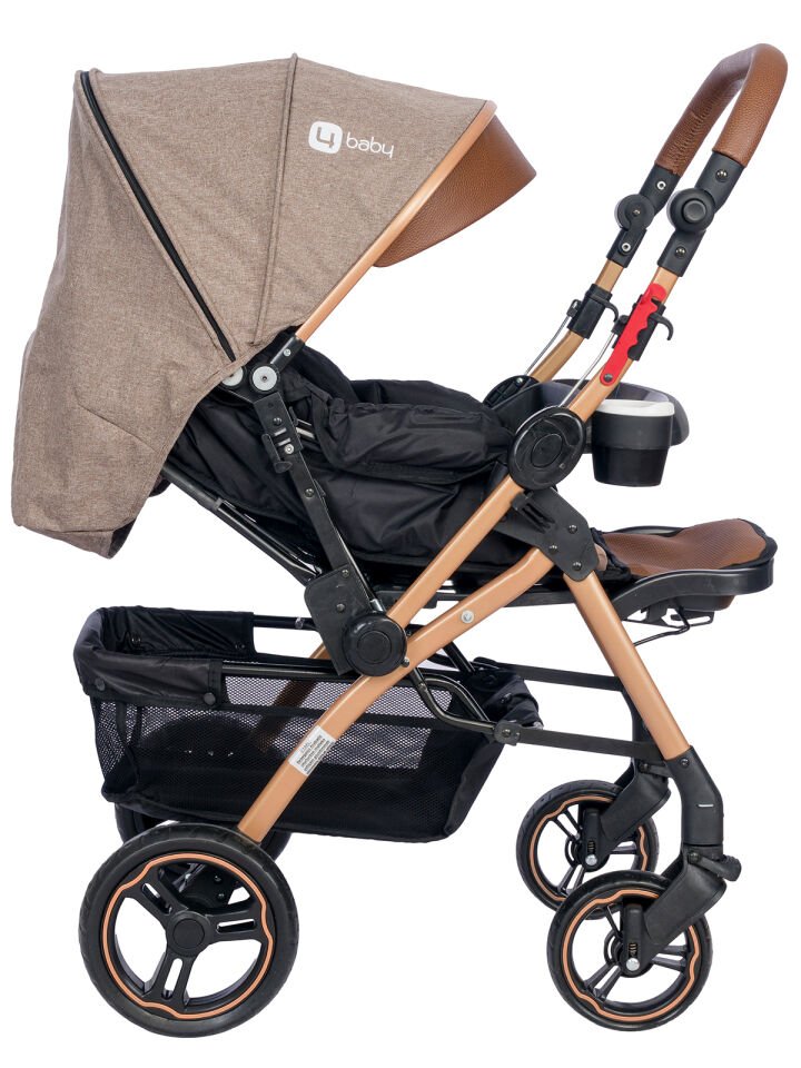 4 Baby Active Plus Çift Yönlü Bebek Arabası Kahve Gold