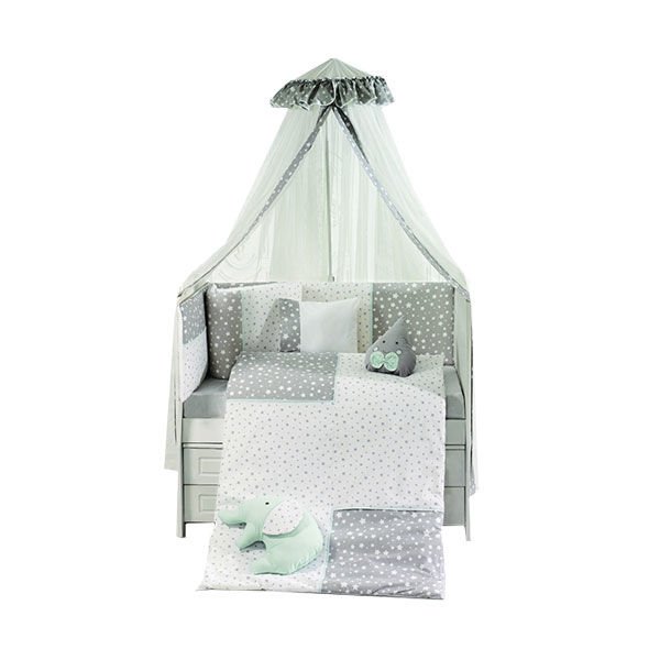 Pierre Cardin Smiley Stars Gray - Mint Bebek Uyku Seti