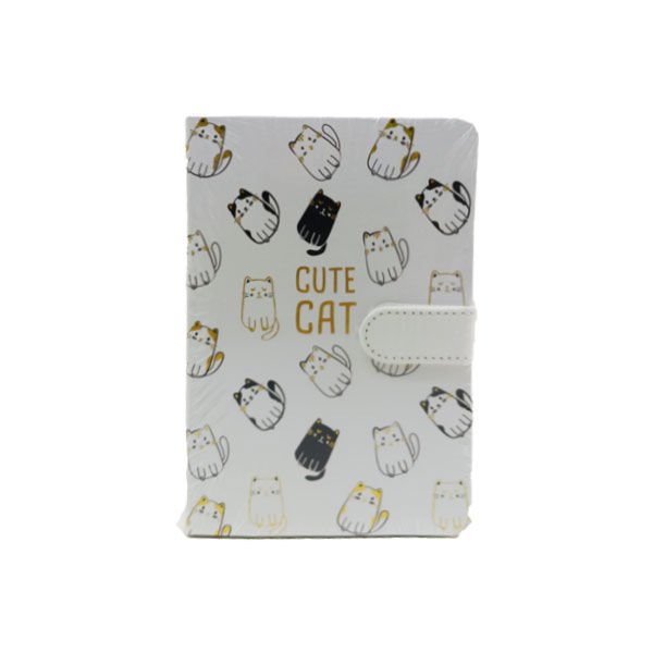 Kedili Mıknatıslı Defter Beyaz