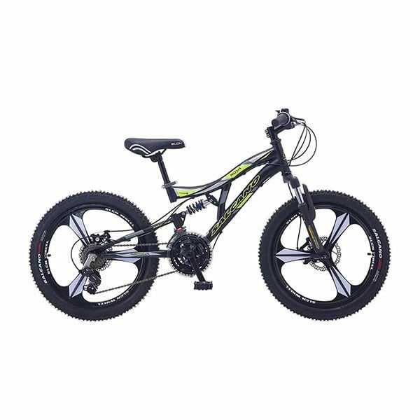 Salcano Nova 20 Monoblok Wheel 20 Jant (120-135 cm Boy) Mekanik Disk Fren Çift Amortisörlü Çocuk Bisikleti Mat Siyah Yeşil Gri