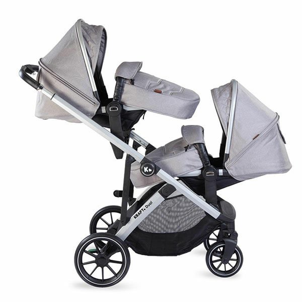 Kraft Dual İkiz Travel Sistem Bebek Arabası Açık Gri