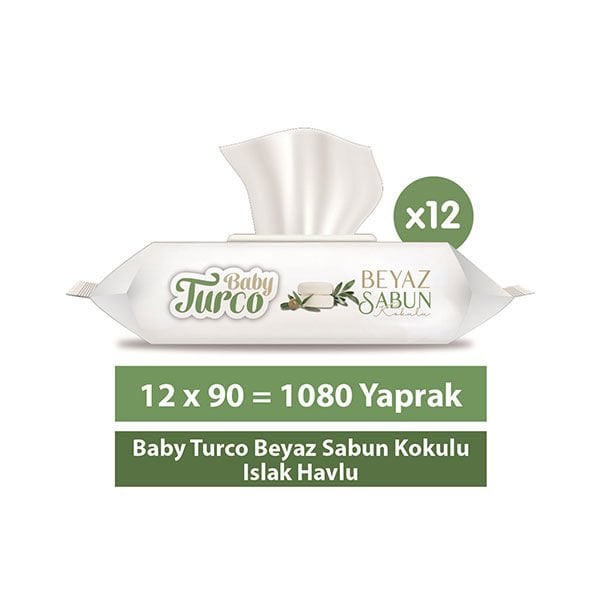 Baby Turco Islak Mendil Beyaz Sabun 12x90