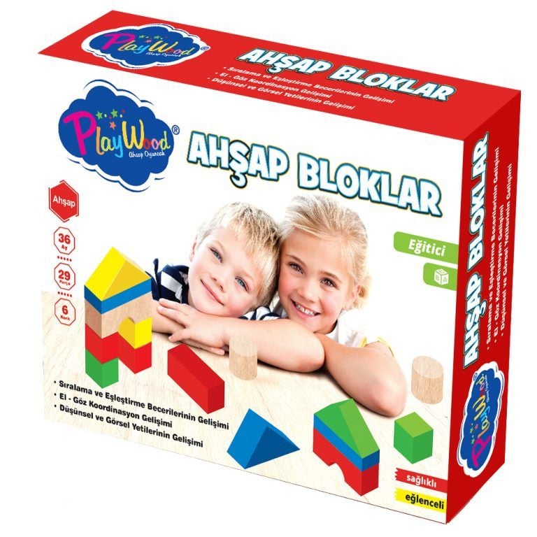 Play Wood Kutuda 29 Parça Ahşap Bloklar