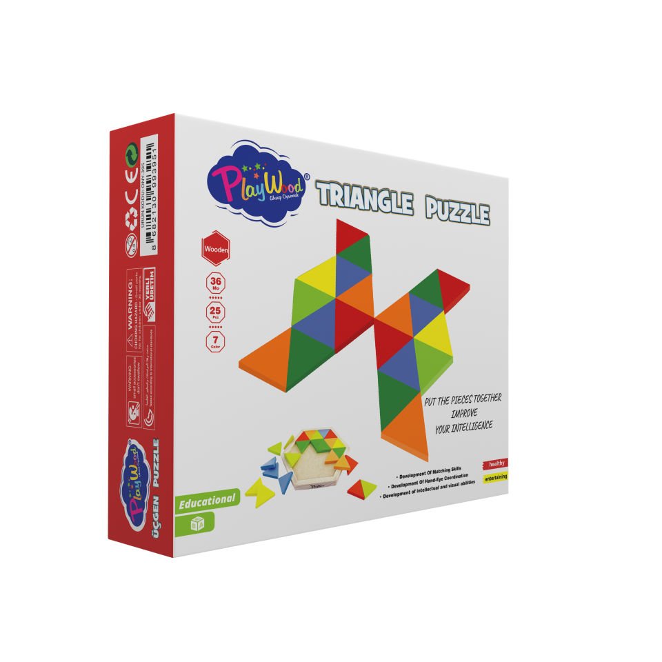 Play Wood Kutuda 24 Parça Ahşap Üçgen Puzzle