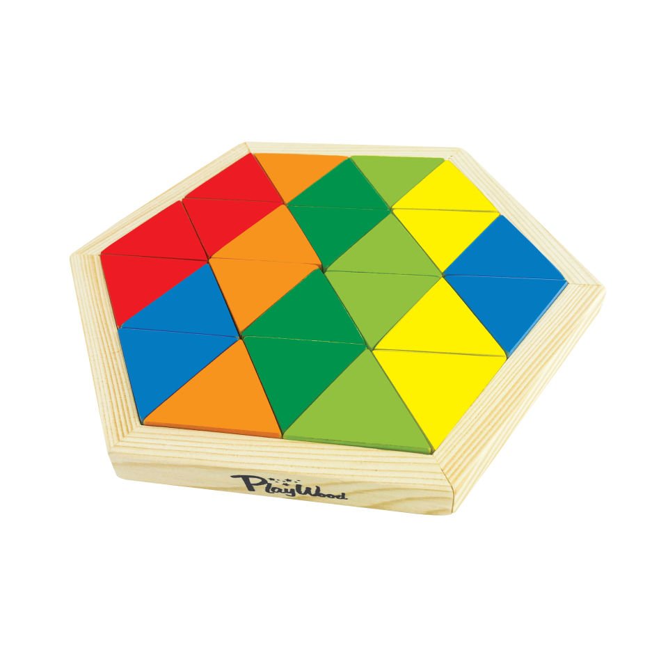 Play Wood Kutuda 24 Parça Ahşap Üçgen Puzzle