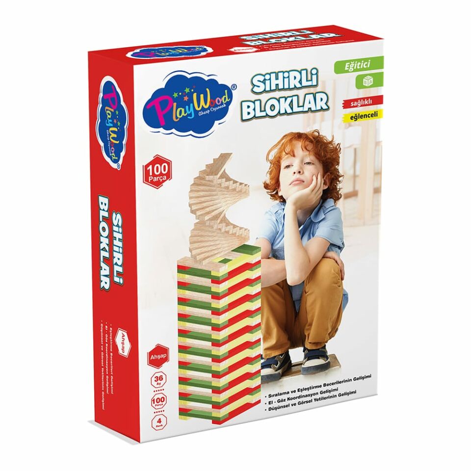 Play Wood Ahşap 100 Parça Sihirli Bloklar