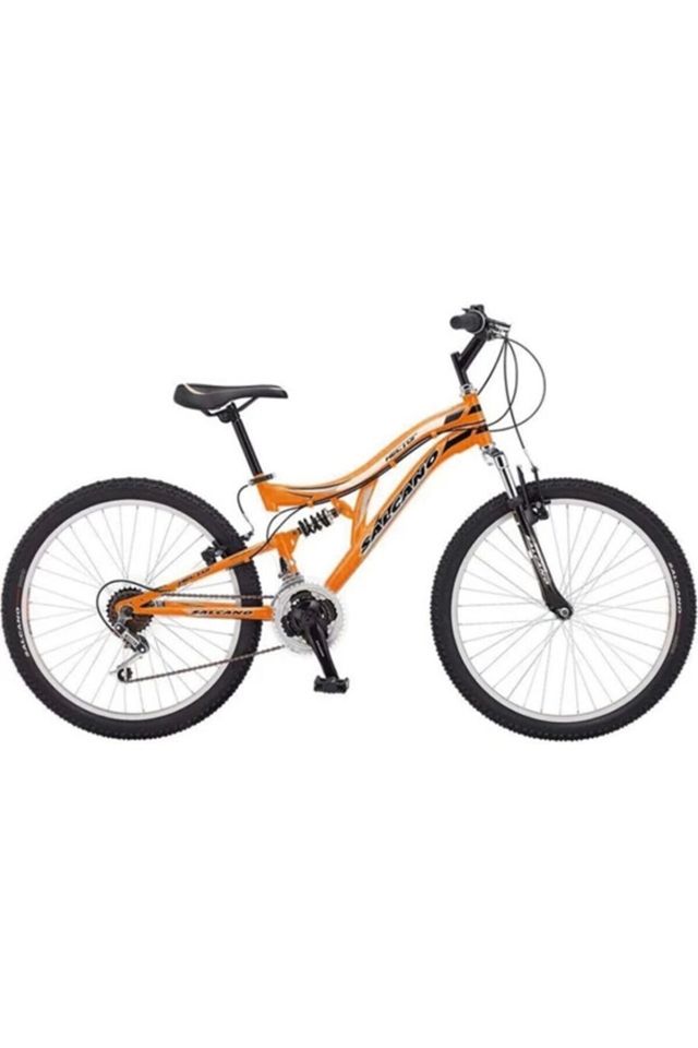 Salcano Hector 26 V 26 Jant (155-170 cm Boy) Pabuç Fren 21 Vites Çift Amortisörlü Dağ Bisikleti-Mat Turuncu Gri Siyah