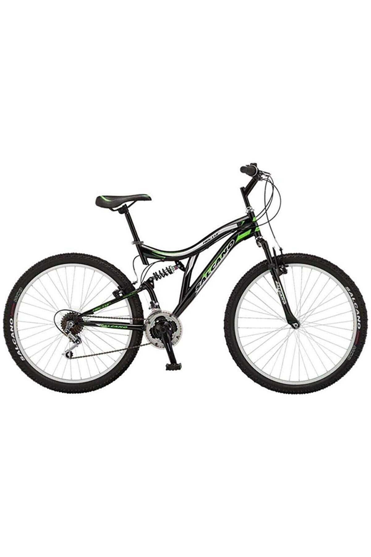 Salcano Hector 26 V 26 Jant (155-170 cm Boy) Pabuç Fren 21 Vites Çift Amortisörlü Dağ Bisikleti-Siyah Yeşil Beyaz
