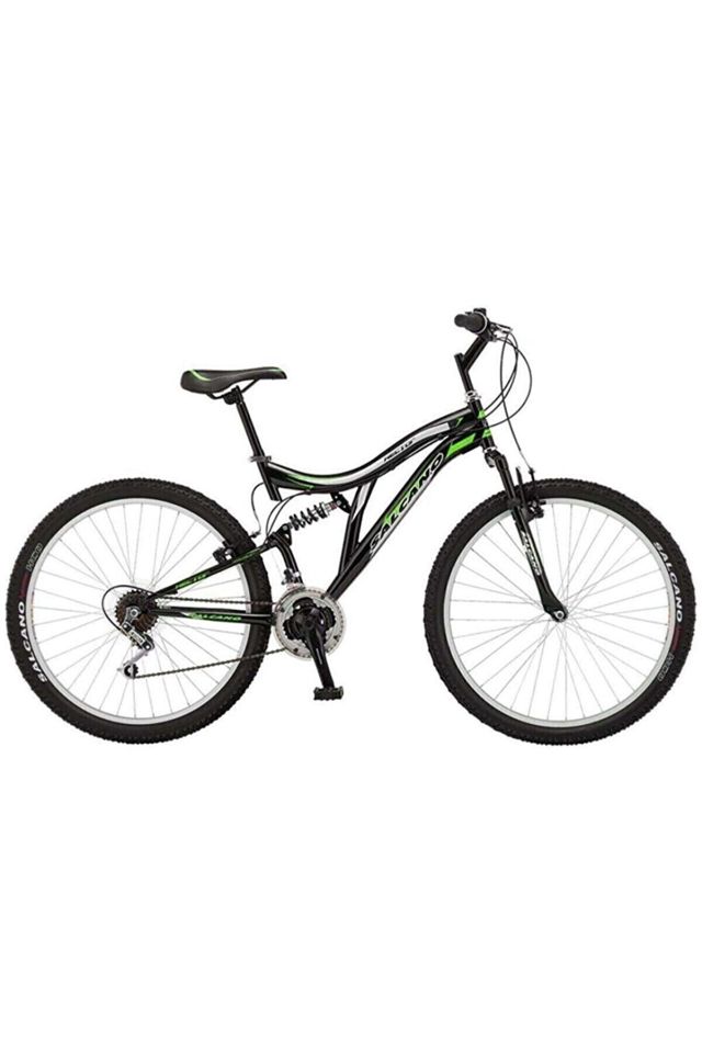 Salcano Hector 26 V 26 Jant (155-170 cm Boy) Pabuç Fren 21 Vites Çift Amortisörlü Dağ Bisikleti-Siyah Yeşil Beyaz
