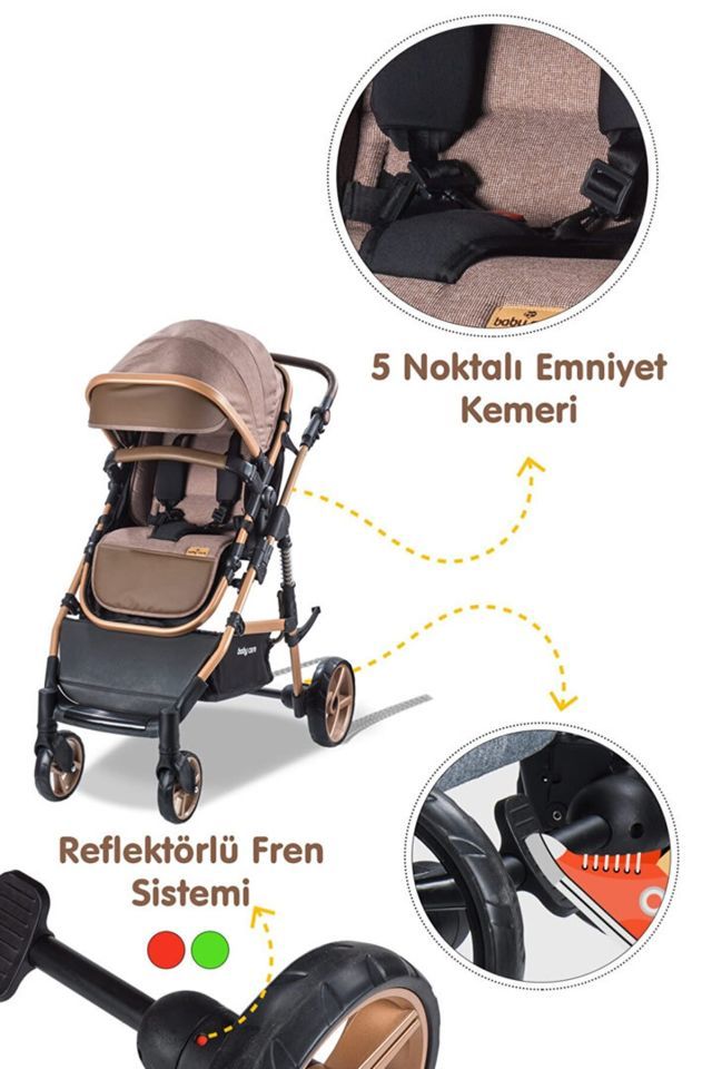 Baby Care BC 340 Bora Cross Travel Bebek Arabası-Gold