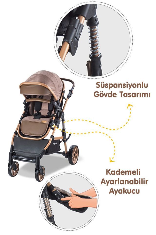Baby Care BC 340 Bora Cross Travel Bebek Arabası-Gold