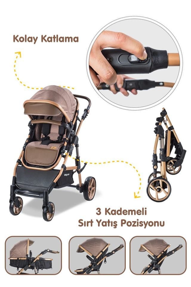 Baby Care BC 340 Bora Cross Travel Bebek Arabası-Gold