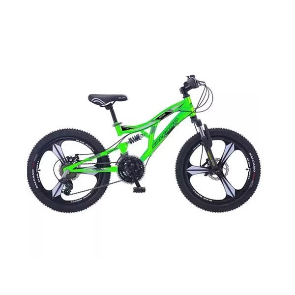 Salcano Nova 20 Monoblok Wheel 20 Jant (120-135 cm Boy) Mekanik Disk Fren Çift Amortisörlü Çocuk Bisikleti Mat Yeşil Siyah Gri