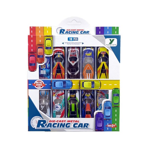 Die-Cast 10'lu Metal Yarış Arabası Seti