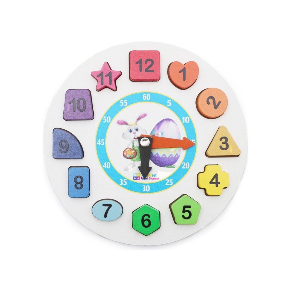Hamaha HMH-253 Ahşap Tavşan Geometrik Bul Tak Renkli Saat