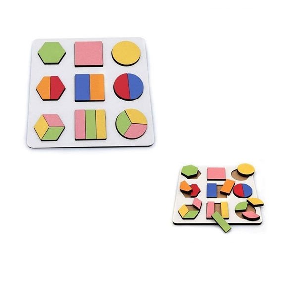 Hamaha HMH-109 Ahşap Montessori Geometrik 3 Çizgi Şekiller Oyun