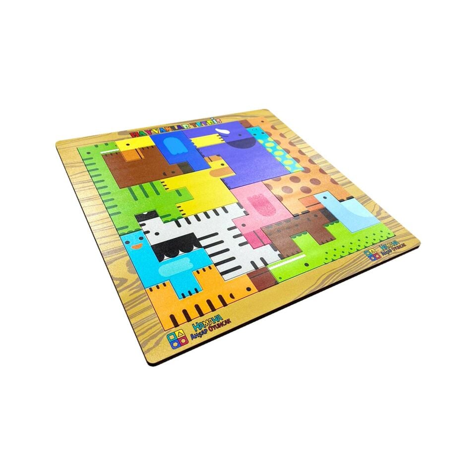 Hamaha HMH-1076 Beyaz Cerc Ahşap Hayvan Puzzle 28x28 cm