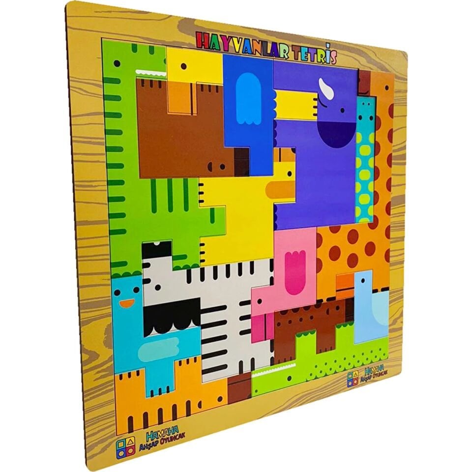 Hamaha HMH-1076 Beyaz Cerc Ahşap Hayvan Puzzle 28x28 cm