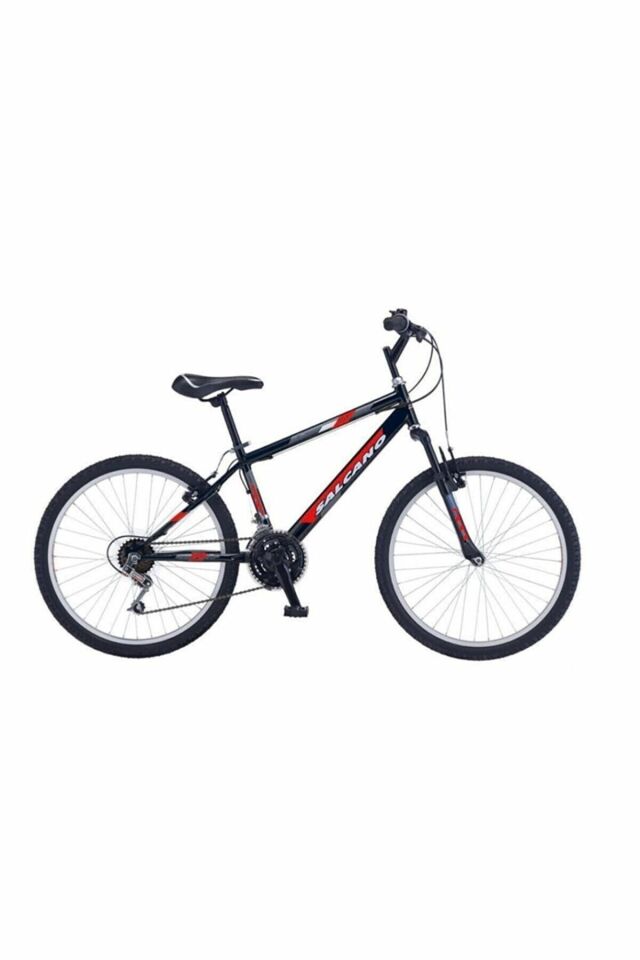 Salcano Sole 24 V 24 Jant (140-155 cm Boy) Pabuç Fren 21 Vites Çocuk Dağ Bisikleti-Siyah Kırmızı Koyu Gri