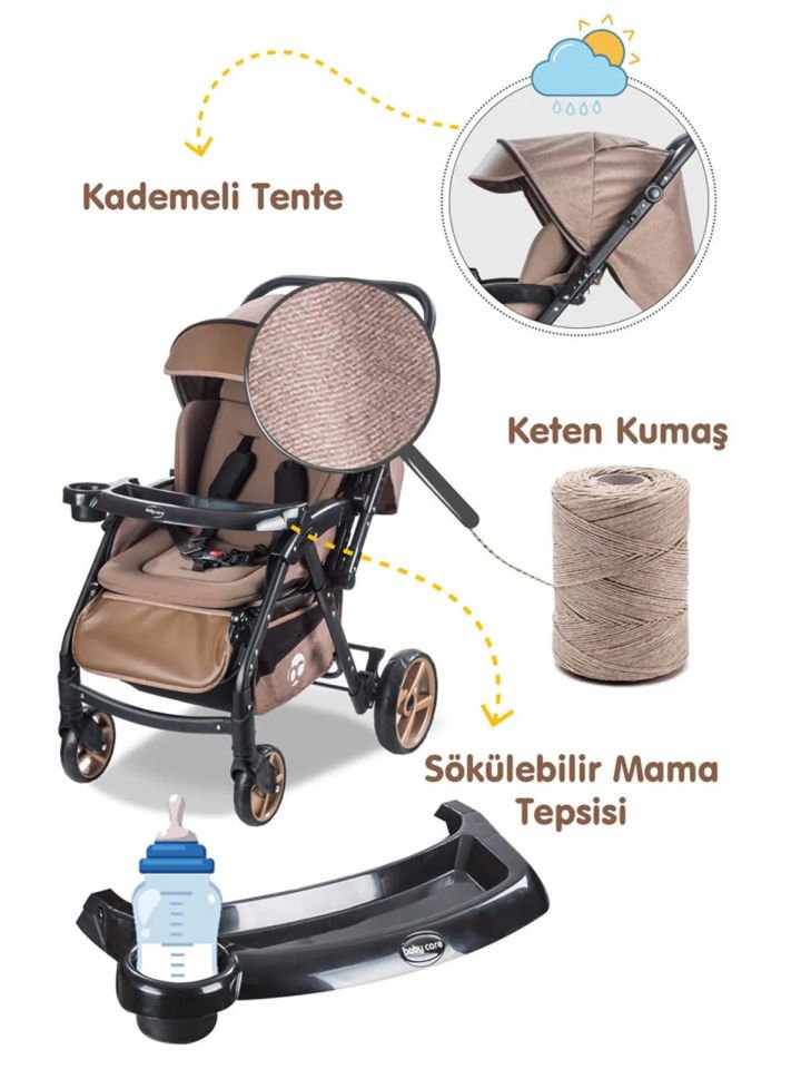 Babycare Combo Maxi Pro Çift Yönlü Bebek Arabası Kahverengi