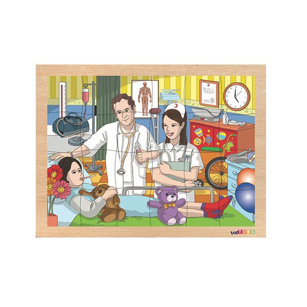Chiva 24 Parça Ahşap Puzzle Hastane