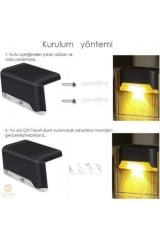 8li Solar Güneş Enerjili Köşebent Merdiven Veranda Bahçe Led Lamba 8 Lü Set