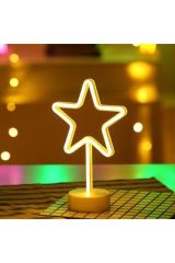 Yıldız Tasarımlı Usb Ve Pilli Neon Led Masa ve Gece Lambası Star Dekoratif Işık