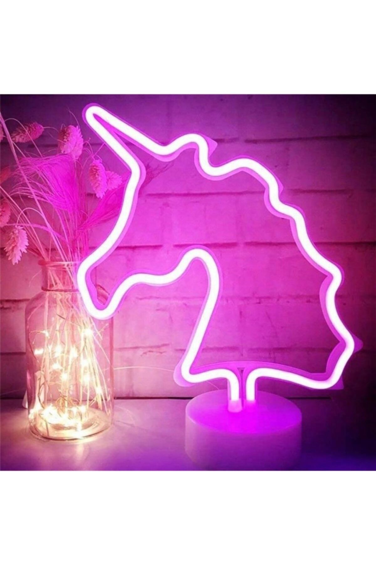 Unicorn Renkli Dekoratif Neon Led Pilli Masa Ve Gece Lambası