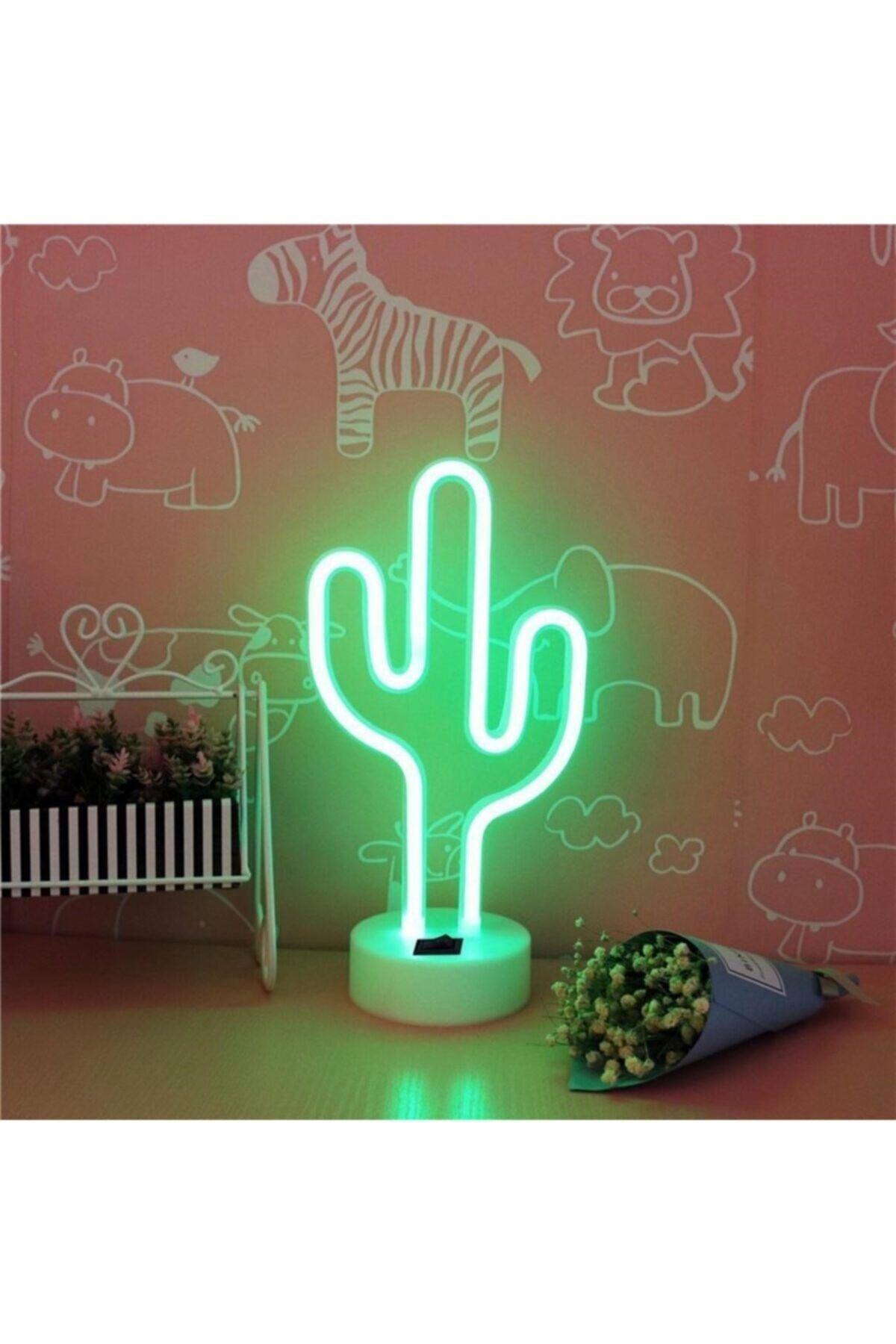 Kaktüs Dekoratif Neon Led Masa Ve Duvar Lambası Gece Lambası