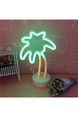 Dekoratif Palmiye Ağacı Tasarımlı Usb Ve Pilli  Neon Led Gece Lambası