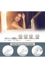 Nostalji Hollywood Tarzı 10'lu Makyaj  Işığı Led Işıklı Lamba Usb