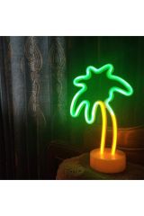 Tropikal Palmiye Ananas Kaktüs 3'lü Usb Ve Pilli Neon Led Lamba Masa Gece Led Işık