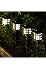 6lı Güneş Enerjili Sokak Lamba Tasarımlı Solar Bahçe Aydınlatması 6lı Set