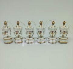 Krem Ahşap Mini Atlı Karınca 6lı Set Nostaljik Ahşap El Yapımı Atlı Karınca Dekoratif 6'lı Süsler