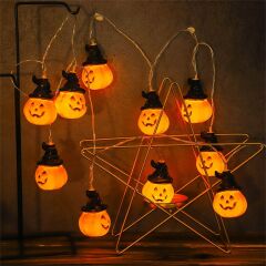Siyah Şapkalı Bal Kabağı Led Işık Zinciri Halloween Cadılar Bayramı Kutlama Dekor Işıkları