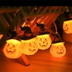Siyah Şapkalı Bal Kabağı Led Işık Zinciri Halloween Cadılar Bayramı Kutlama Dekor Işıkları