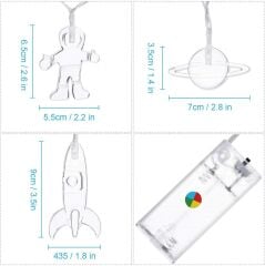 Dekoratif Hediyelik Çocuk Odası Aydınlatma Uzay Temalı Işık Zinciri Mars Astronot Pilli Led