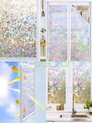 Dekoratif Uv Koruyucu Transparan 3D Gökkuşağı Cam Folyosu Statik Sticker 3 Metre X 60 Cm
