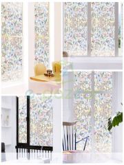 Dekoratif Uv Koruyucu Transparan 3D Gökkuşağı Cam Folyosu Statik Sticker 3 Metre X 60 Cm
