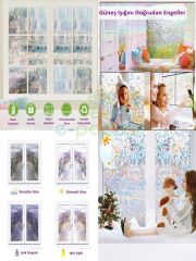 Dekoratif Uv Koruyucu Transparan 3D Gökkuşağı Cam Folyosu Statik Sticker 3 Metre X 60 Cm