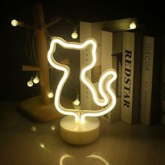 Sarı Kedi Neon Lamba Usb Ve Pilli Cat Neon Led Işık