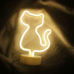 Sarı Kedi Neon Lamba Usb Ve Pilli Cat Neon Led Işık