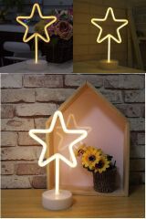 Ay Hilal ve Yıldız Tasarımlı 2li Neon Led Masa Ve Gece Lambası Usb Ve Pilli 2li neon led ışık