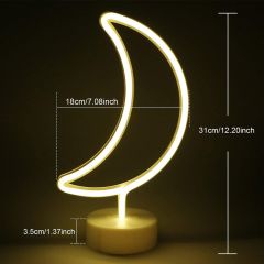 Ay Hilal ve Yıldız Tasarımlı 2li Neon Led Masa Ve Gece Lambası Usb Ve Pilli 2li neon led ışık