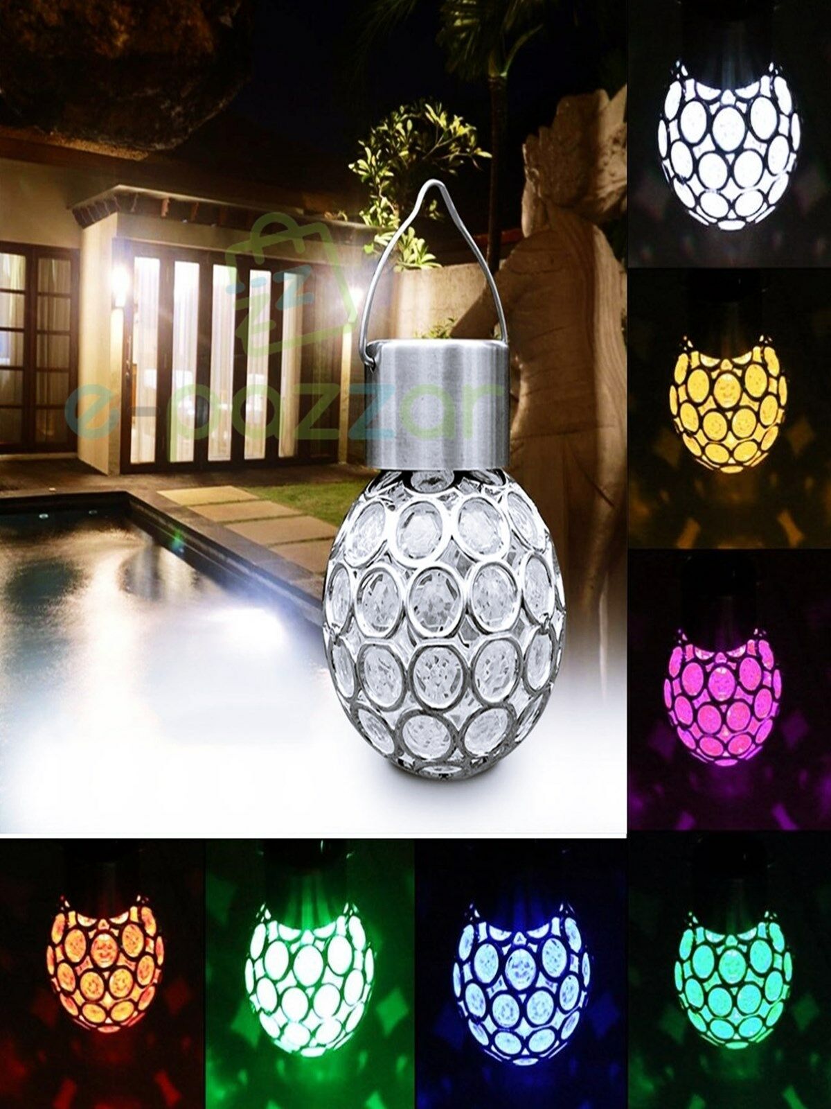 MultiColor Geçiş Fonksiyonlu Çerçeve Korumalı Bahçe Veranda Teras Sarkıt Solar Panelli Led Işık