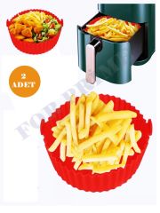 2 Adet Air Fryer Hava Fritözü Silikon Pişirme Kalıbı 20 Cm X 5 Cm Kırmızı